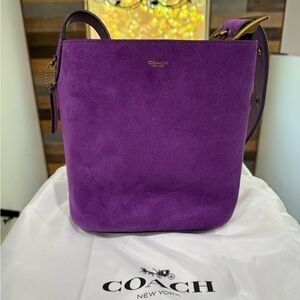 Coach Purple Suede bleeker Crossbody Bucket Bag